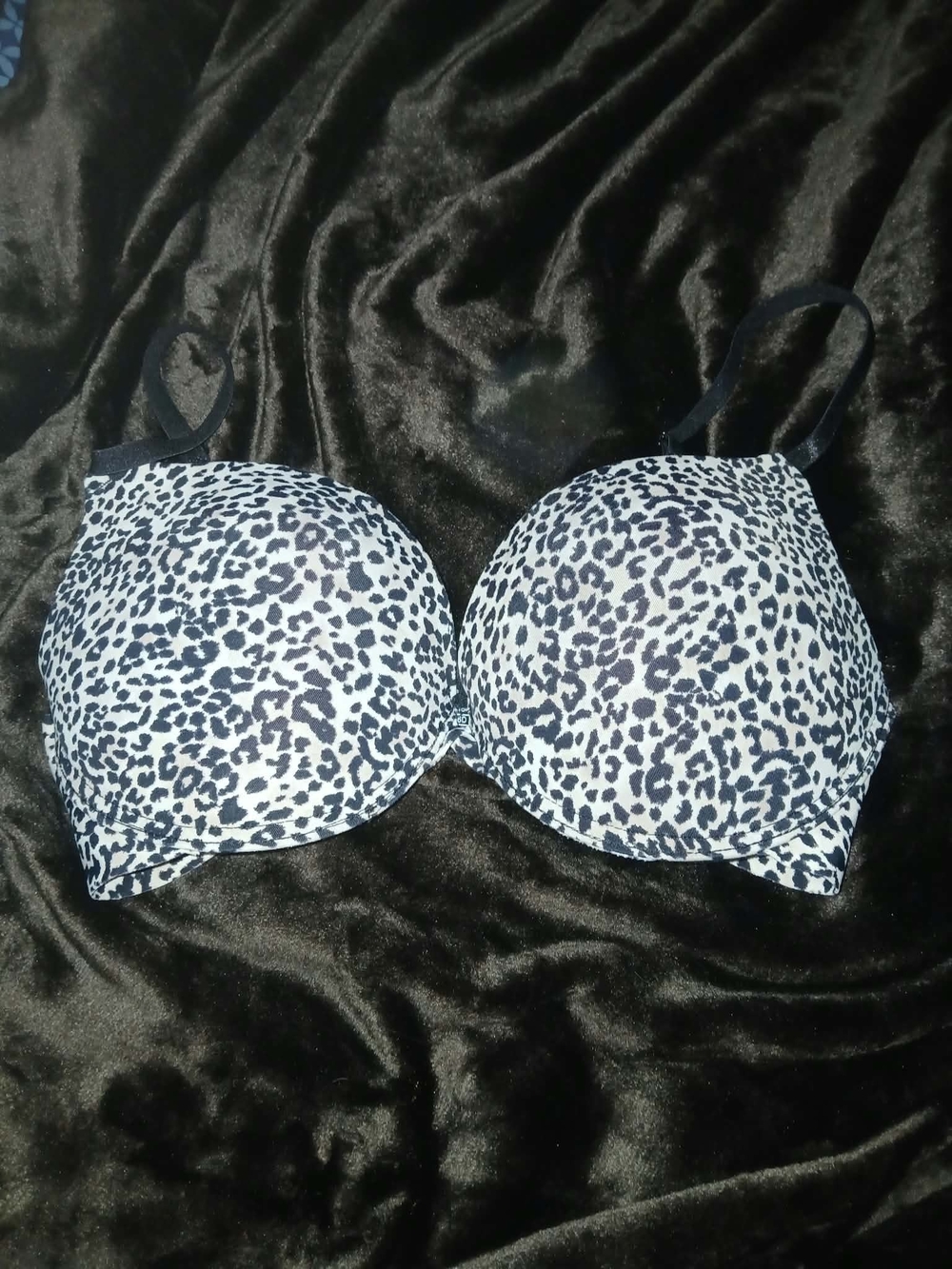 Leopard Print T-Shirt Bra - Black & White 36D